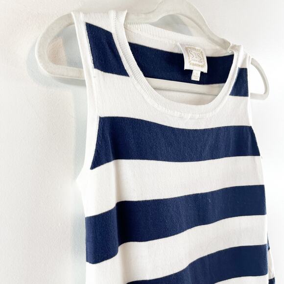 Sail to Sable Hydna Fringe Trim Striped Sweater Tank Top White Blue XS - Picture 7 of 9
